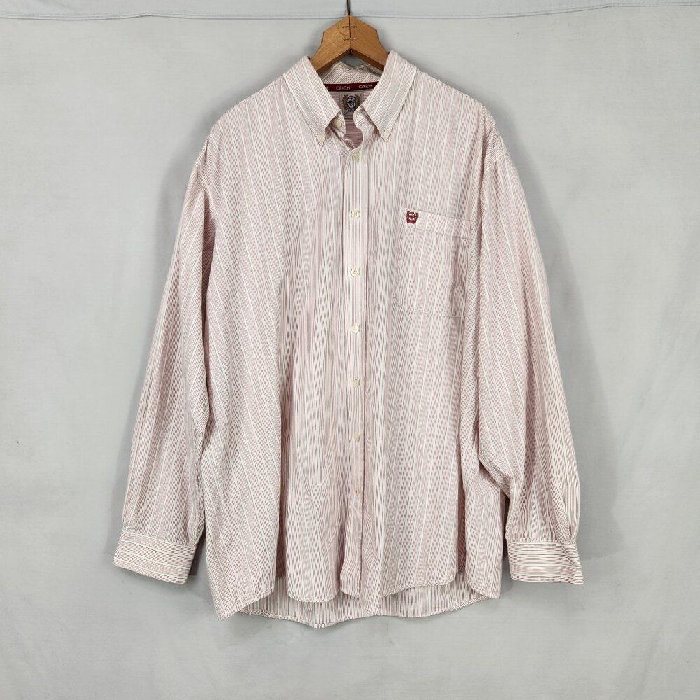 CINCH Western Wear Long Sleeve Button Down Shirt Mens Large Striped Red White